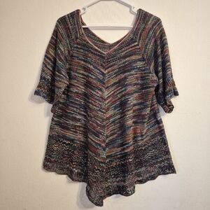 Y2k Women's Faded Glory Knit Tunic in Multicolor vintage Bell Sleeve